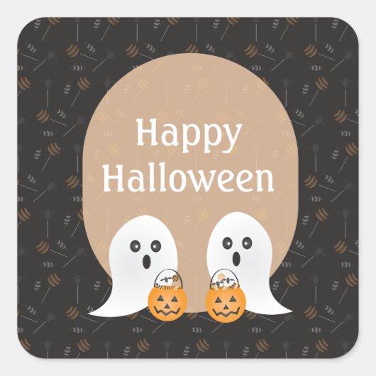 Happy Halloween geesten brander of behandeling Vierkante Sticker (Voorkant)