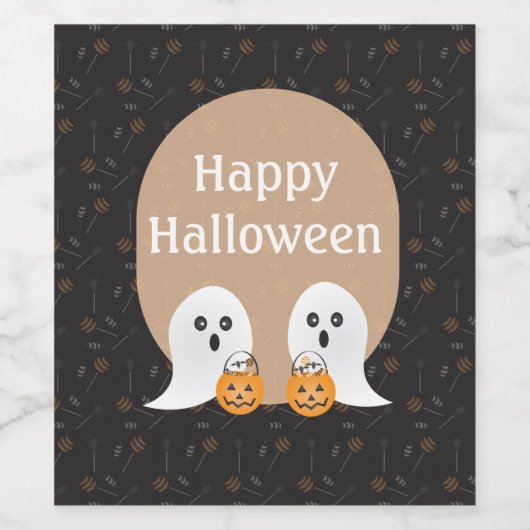 Happy Halloween geesten brander of behandeling Wijn Etiket (Enkel label)
