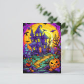 Happy Halloween | Gehakt huis Briefkaart (Staand voorkant)