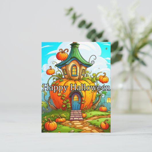 Happy Halloween | Gehakt huis Briefkaart (Staand voorkant)