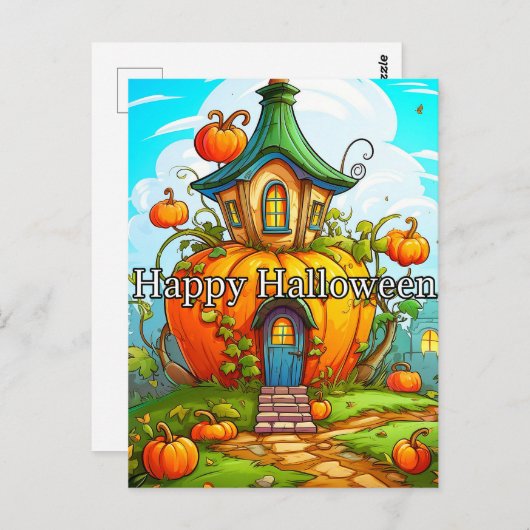 Happy Halloween | Gehakt huis Briefkaart (Voorkant / Achterkant)