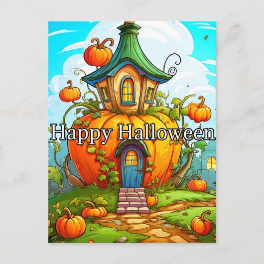 Happy Halloween | Gehakt huis Briefkaart (Voorkant)
