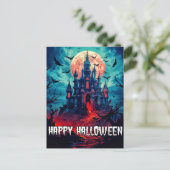 Happy Halloween | Gehakt huis Briefkaart (Staand voorkant)