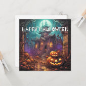 Happy Halloween | Gehakt huis Kaart (Voorkant / Achterkant in situ)