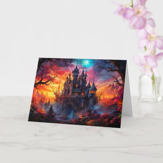 Happy Halloween | Gehakt huis Kaart (Orchidee)