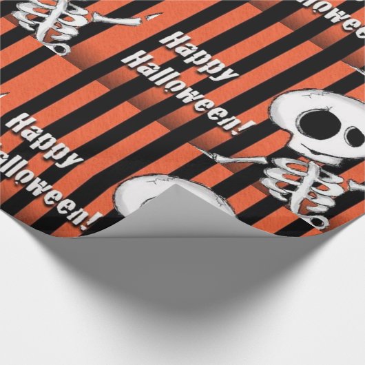 Happy Halloween Gekke Skeleton Cadeaupapier (Hoek)