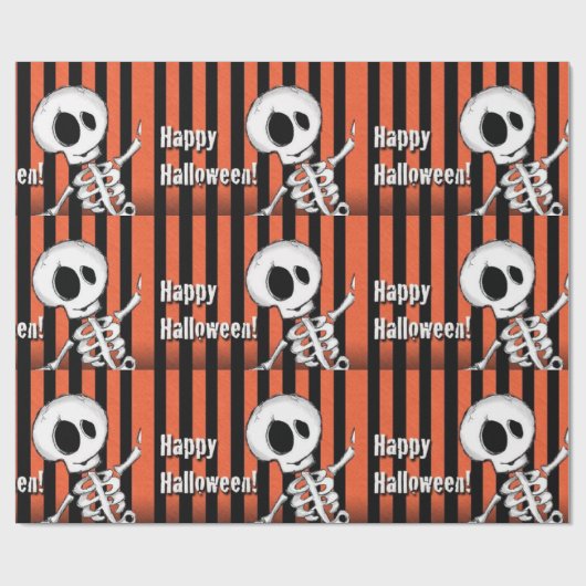Happy Halloween Gekke Skeleton Cadeaupapier (Vlak)
