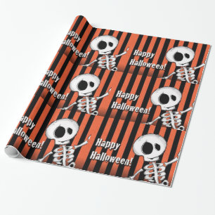 Happy Halloween Gekke Skeleton Cadeaupapier