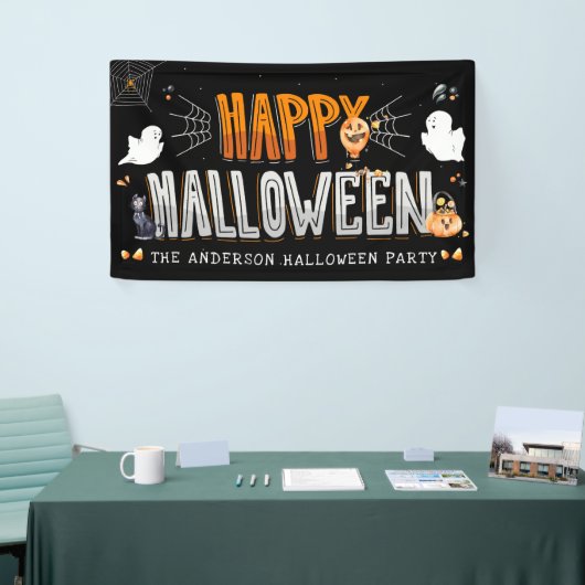 Happy Halloween | Gepersonaliseerde halloween-part Spandoek (Beurs)