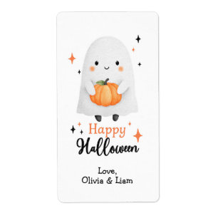 Happy Halloween Ghost Aangepaste Verzendlabels Etiket