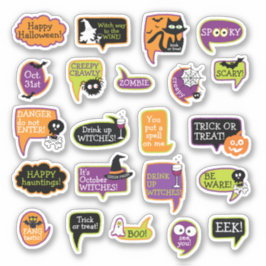 Happy Halloween Ghost Bat Black Cat Sticker