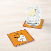 Happy Halloween Ghost Bat Oranje Paarse Kartonnen Onderzetters (Insitu)