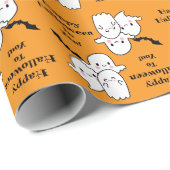 Happy Halloween Ghost Bat Sinaasappel Cadeaupapier (Rol Hoek)