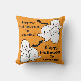 Happy Halloween Ghost Bat Sinaasappel Kussen