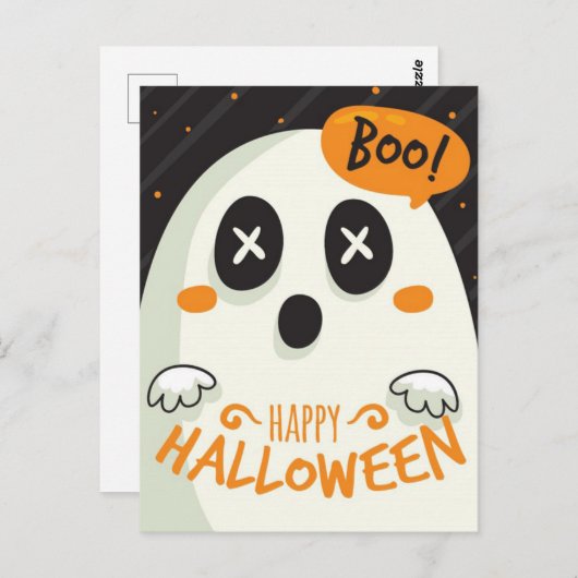 Happy Halloween Ghost Briefkaart (Voorkant / Achterkant)