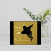 Happy Halloween Ghost Cartoon Gold Foil Briefkaart (Staand Voorkant)