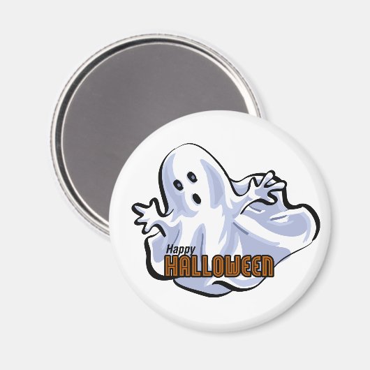 Happy Halloween Ghost Cartoon Magneet (Voorkant / Achterkant)