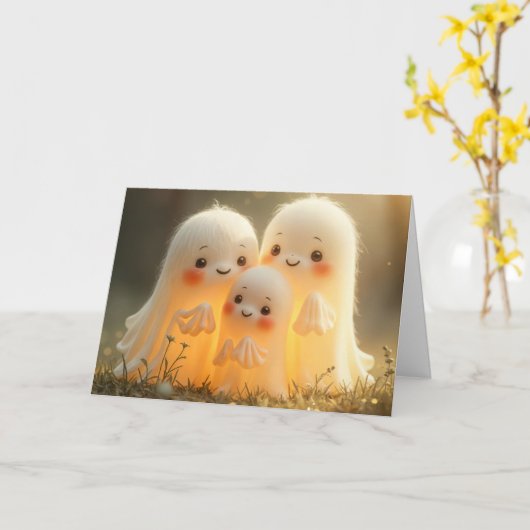 Happy Halloween Ghost Cuties Kaart (Gele Bloem)