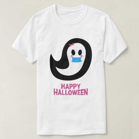 Happy Halloween | Ghost die een masker draagt T-shirt (Design voorkant)