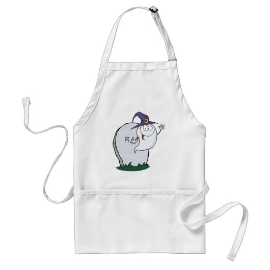 Happy Halloween Ghost die naast Tombstone vliegt Standaard Schort (Voorkant)