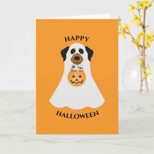 Happy Halloween Ghost Dog Kaart (Gele Bloem)
