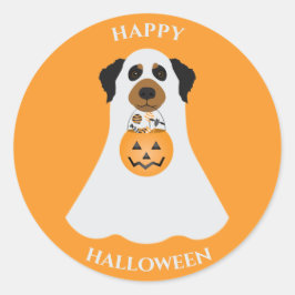Happy Halloween Ghost Dog Ronde Sticker