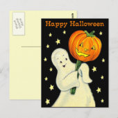Happy Halloween  Ghost en Pumpkin Briefkaart (Voorkant / Achterkant)