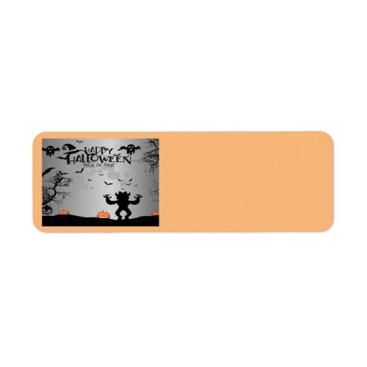 Happy Halloween Ghost en Pumpkins Etiket (Voorkant)