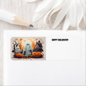 Happy Halloween Ghost en Pumpkins Etiket (Insitu)