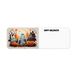 Happy Halloween Ghost en Pumpkins Etiket