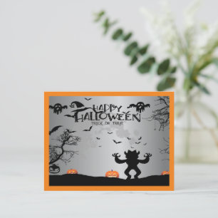Happy Halloween Ghost en Pumpkins Feestdagenkaart