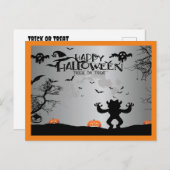 Happy Halloween Ghost en Pumpkins Feestdagenkaart (Voorkant / Achterkant)