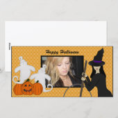 Happy Halloween Ghost en Witch Fotokaarten Feestdagenkaart (Voorkant / Achterkant)
