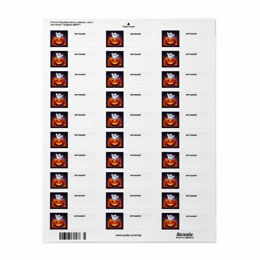 Happy Halloween Ghost Etiket (Full Sheet)