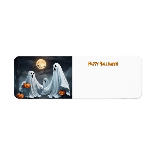 Happy Halloween Ghost Etiket (Voorkant)
