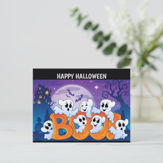 Happy Halloween Ghost Feestdagenkaart (Staand voorkant)