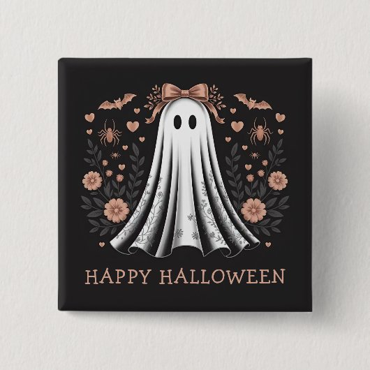 Happy Halloween Ghost Girl Button (Voorkant)