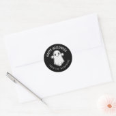 Happy Halloween Ghost Glimlachend Aangepaste Tekst Ronde Sticker (Envelop)