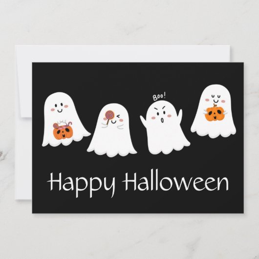 Happy Halloween Ghost Holiday Card Feestdagenkaart (Voorkant)