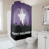Happy Halloween Ghost in een begraafplaats Douchegordijn (In situ)