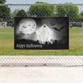 Happy Halloween Ghost in Graveyard Spandoek (Insitu)