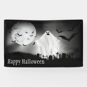 Happy Halloween Ghost in Graveyard Spandoek