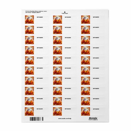 Happy Halloween Ghost in Pumpkin Etiket (Full Sheet)