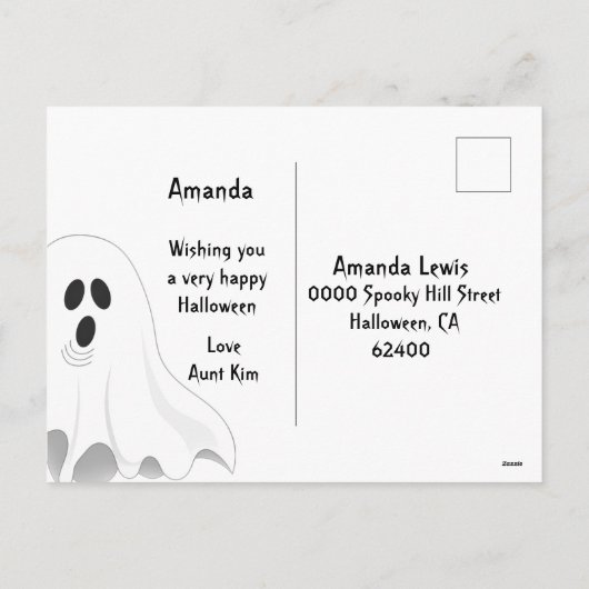 Happy Halloween Ghost Jack O Lantern Kinder Feestdagenkaart (Achterkant)
