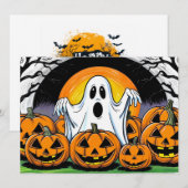 Happy Halloween Ghost Kaart (Voorkant / Achterkant)