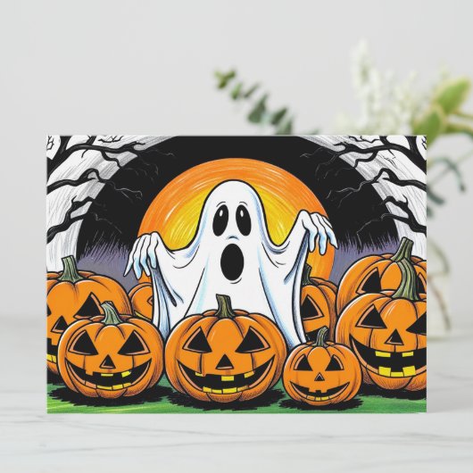 Happy Halloween Ghost Kaart (Staand voorkant)