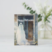 Happy Halloween Ghost komt het huis binnen Briefkaart (Staand voorkant)