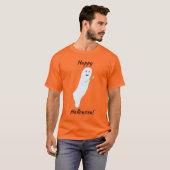 Happy Halloween Ghost met Oranje Roos Tshirts (Voorkant volledig)