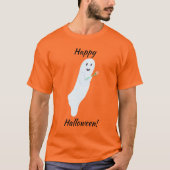 Happy Halloween Ghost met Oranje Roos Tshirts (Voorkant)