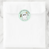 Happy Halloween Ghost met Snoep Ronde Sticker (Tas)